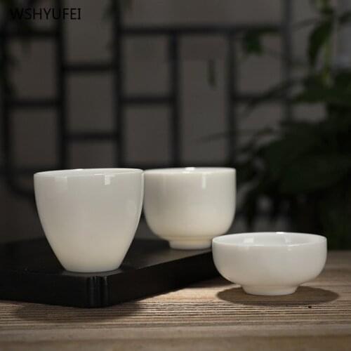 Chinese style Ceramic Tea Cups pure white tea bowl Individual Cup Teaware Accessories Single cups gifts porcelain Drinkware