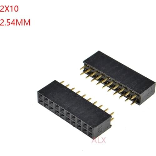 20PCS 2X10 PIN Double row Straight FEMALE PIN HEADER 2.54MM PITCH Strip Connector Socket 2*10 10p 10PIN 10 PIN FOR PCB BOARD