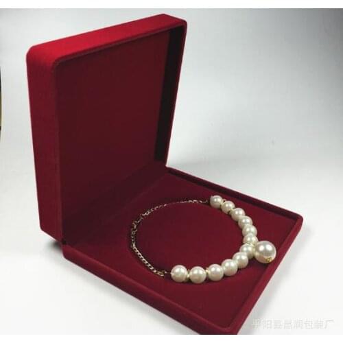 20pcs/lot Elegant Velvet Jewelry Box Big Pearl Necklace Box 195x195mm Red Square Pearl Necklace Pendant Jewelry Storage Case Wholesale