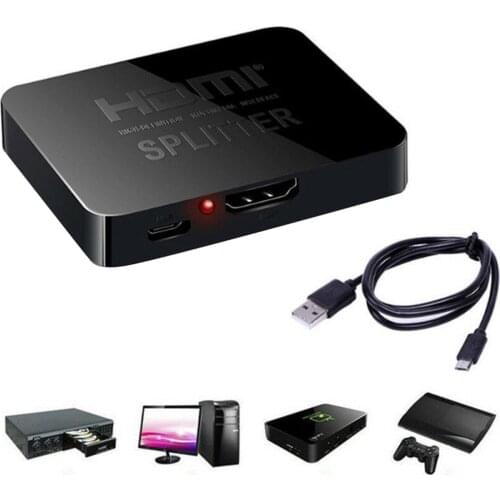 4K HD Splitter Full HD 1080p Video HD Switch Switcher 1X2 Split 1 in 2 Out Amplifier for HDTV DVD