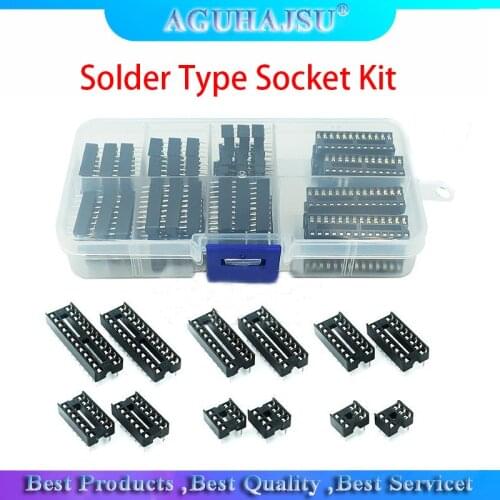 66PCS DIP IC Sockets Adaptor Solder Type Socket Kit 6,8,14,16,18,20,24,28 pins New