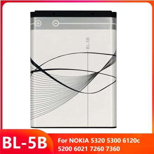 Original Replacement Phone Battery BL-5B For NOKIA 5320 5300 6120c 5200 6021 7260 7360 Genuine Rechargable Batteries 890mAh