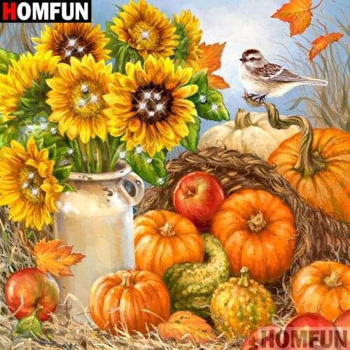 HOMFUN Full Square/Round Drill 5D DIY Diamond Painting "Flower pumpkin" Embroidery Cross Stitch 5D Home Decor A08886