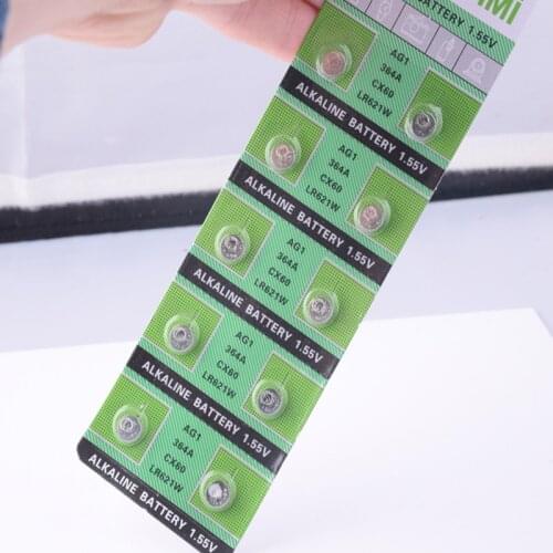 10PCS Watch Battery AG1 1.55V 364 SR621SW LR621 621 LR60 CX60 Alkaline Button Coin Cell Batteries