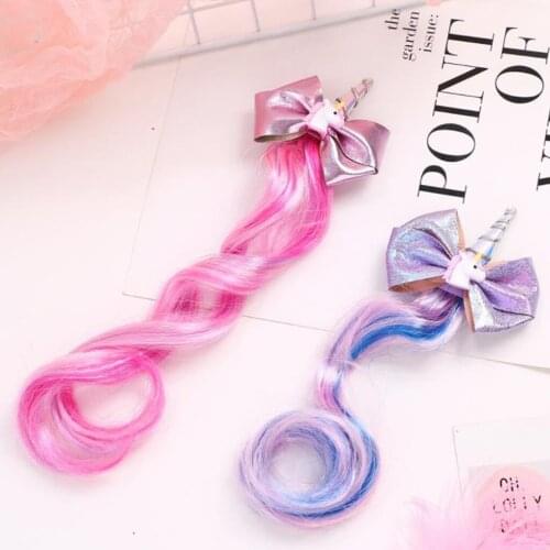 ' Glitter Rainbow Unicorn Hair Bow Hair Clip Party Fancy Dress Hair Accessories