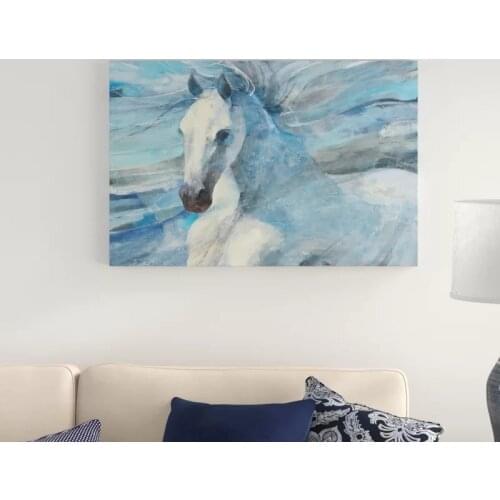 Home Decor Beautiful Blue Horse Animal Run Poster Wall Art Canvas Prints Painting Pictures For Living Room Modular No Framework