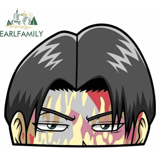 EARLFAMILY 13cm x 10.7cm For Levi Ackerman Peeker Motorcycle Car Stickers Cartoon Graphics Decal 3D Custom Printing Decor