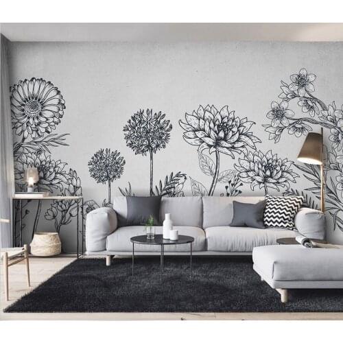 Beibehang Custom photo wallpaper Nordic gray and white flower personality background wall home decoration 3d wallpaper