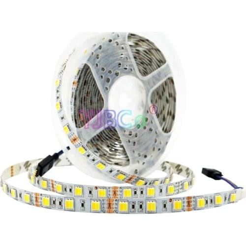 DC 5V 12V 24V 60LEDs/M 5M 2 in 1 CCT LED Strip White+Warm white Double Color SMD 5050 Flexible Lamp Tape IP20 IP65 10mm PCB