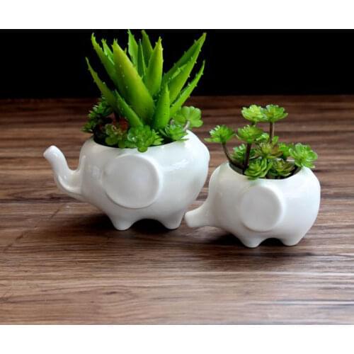 White Elephant Ceramic Flower Pot Home Gardening Decoration Gifts