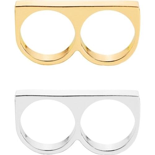 Two Finger Rings Man Metal Hard Ring For Party 2 Fingers Ring Rebellious Ring