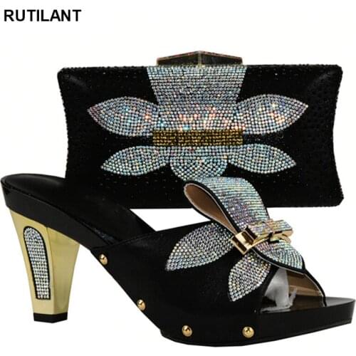 Shoes and Bag Set African Sets 2017 Black Color African Shoe and Bag Set for Party In Women Nigerian Shoes and Bag Set for Women