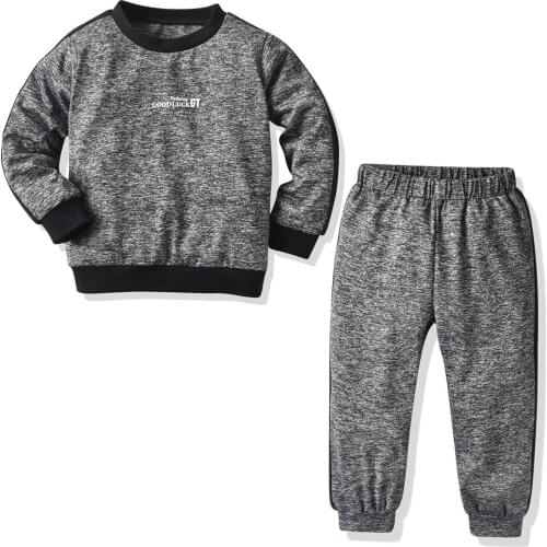 Childrens Clothing Sets Boys' Casual Sports Suit Kids Wear Two Pieces Top and Pant Grey Spring & Autumn COTTON Letter Print