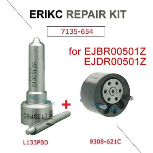 ERIKC 7135-654(L133PBD+9308-621C)EJBR00501Z repair kits including common rail pressure control valve and injector nozzle sets