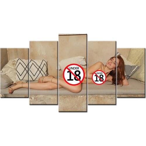 Pretty Girl Hot Body Wall Art Modular 5 Pieces Canvas Painting Wall Picture Prints Poster For Living Room Decor