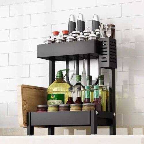 Kitchen Seasoning Rack Household Two-layer Three-layer Multi-function Countertop Knife Chopsticks Cutting Board Seasoning Storag