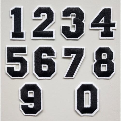 Number 0-9 Embroidery Patch for Rugby Hats Iron on Patches Embroidered Clothes T shirt Patchs Appliques for Clothing Stickers