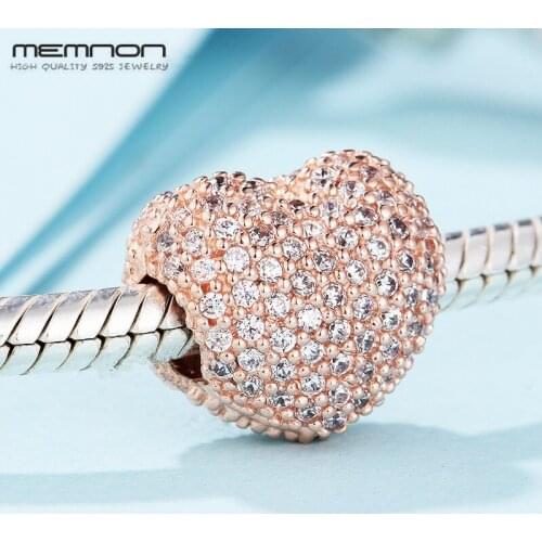 New Pave Open My Heart Clips charms with Rose gold Fit charm bead 925 sterling silver bracelets DIY gift fine jewelry KT083
