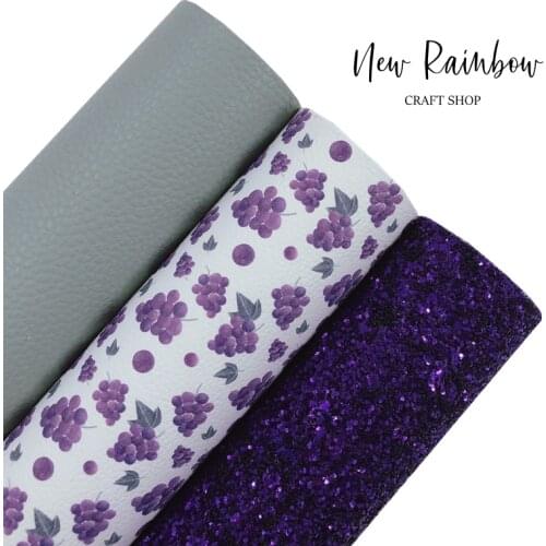 New Rainbow A4 Sheets Purple Grapes Faux Leatherette & Chunky Glitter Bundle For DIY Crafts, Earrings, Bows, Babyshoes
