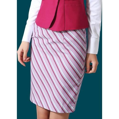 New Airline Attendant Skirt Suits Work Wear Package Hip Stripe Skirt Matched with Long-sleeve Slim Suit