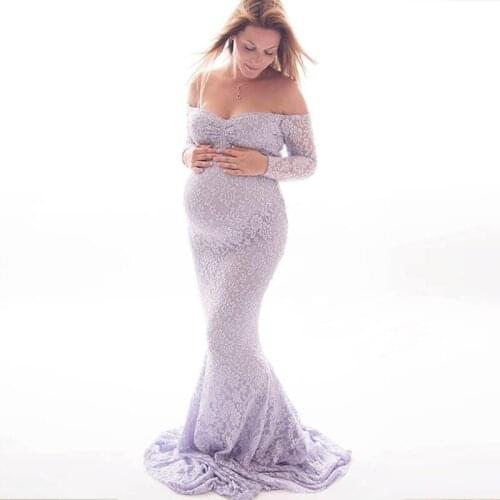 Sexy Off Shoulder Long Sleeve Maxi Long Pregnancy Dress Photo Shoot Pregnant Woman Clothes Maternity Dresses Photography Props