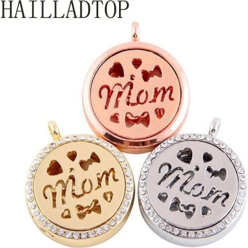 Mothers Day Gift Essential Oil Diffuser Necklace Colgante Floating Locket Pendant Necklace Jewelry Wholesale Rose Gold Color