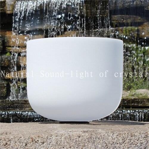 Frosted F Heart Chakra Crystal Singing Bowl 6 inch for bowl therapy free with o-ring and suede mallet