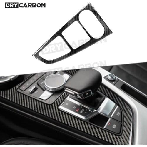 Carbon Fiber Car Gear Shift Panel Frame Cover Decorative Sticker For Audi A4 B9 A5 2017 2018 2019 Car interior Accessories