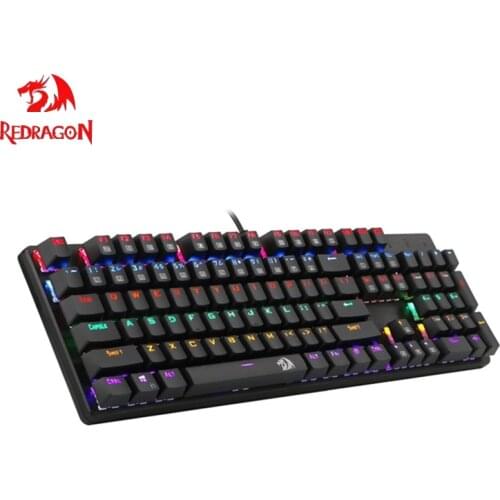Redragon K208 Rainbow LED Backlight 104 Key Anti-Ghost Wired Mechanical Keyboard Game For Notebook