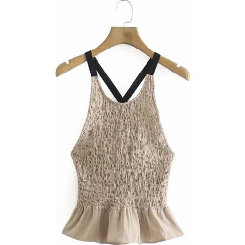 Sexy Jewel Neck Polyester Sleeveless Crop Length Tank Tops DLSY632