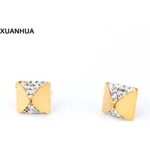 XUANHUA Stainless Steel Earrings 2019 Fashion Jewelry Stud Earrings For Women Jewellery Gifts For Women Clay With Stones Brincos