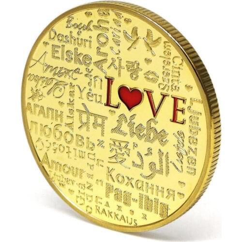 Words of Love Gold Commemorative Coins I Love You Romantic Lucky Wish Crafts Valentines Day Marriage Wedding Souvenir Gifts