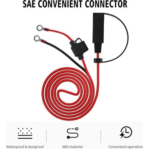 SAE Connector Socket Cable wi/Fuse Waterproof OT Terminal Cable 1.4m Connecters Extension Cord Cable Motorcycles Battery Charger