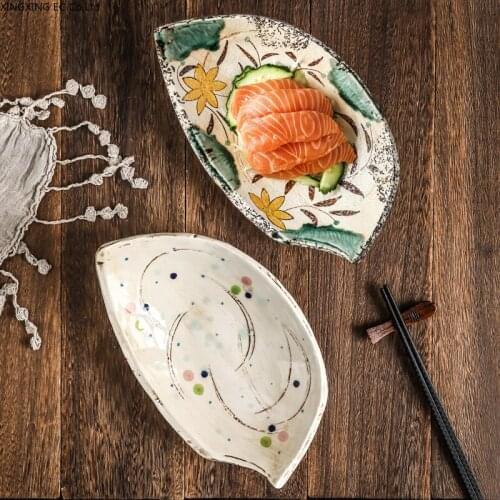 Retro Japanese Ceramic Bottle Cold Dish Plate Dessert Plate Household Snack Plate Special-shaped Plate Household Dish Plate