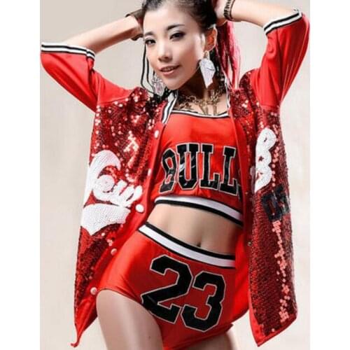 Women Sequin Hip Hop Clothing Clothes Jacket Tops Shirt Adult Jazz Dance Costume Ballroom Dancing Streetwear