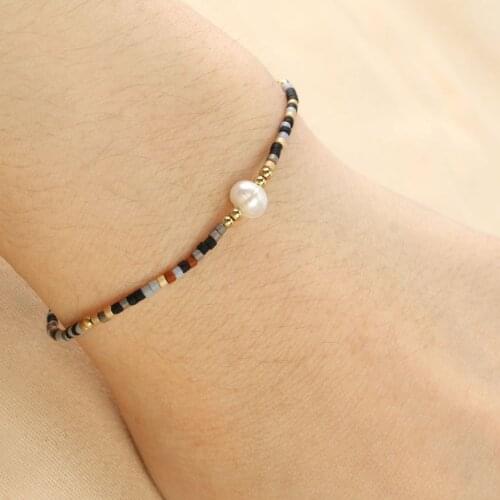 KELITCH Abalone Shell Beaded Wrap Bracelets Hand Braided Woven Tiny Pearls Friendship Strand Bracelets For Women Newest