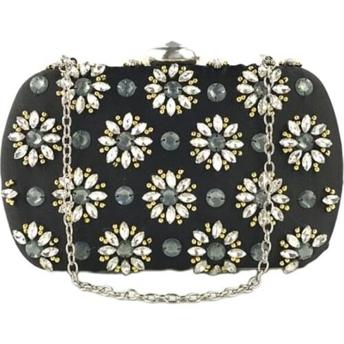 2020 women flowers evening bags luxury diamond bling wedding clutch wallets silk party dinner purse for ladies MN