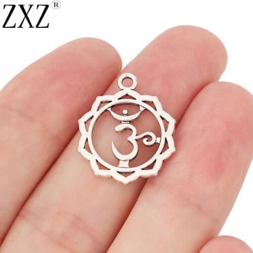 ZXZ 20pcs Tibetan Silver Om Aum Yoga Charms Pendants Beads for Necklace Bracelet Jewelry Making Findings 23x19mm