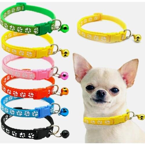 1pc Adjustable Pet Dog Cat Collar Small Pets Nylon Buckles With Bell Dogs Cats Supplies For Chihuahua Bulldog Leash Accessories