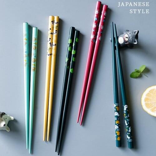 10pairs Wholesale Japanese Lucky Cat Tableware Household Bamboo Wood Chopsticks Creative Cute Chop Sticks Set Non-slip Chopstick
