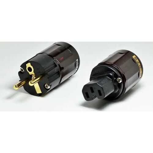 100Pairs/Lot EU Standard Plugs For Oyaide P-079E/C079 24k Gold-Plated SCHUKO Power Plug