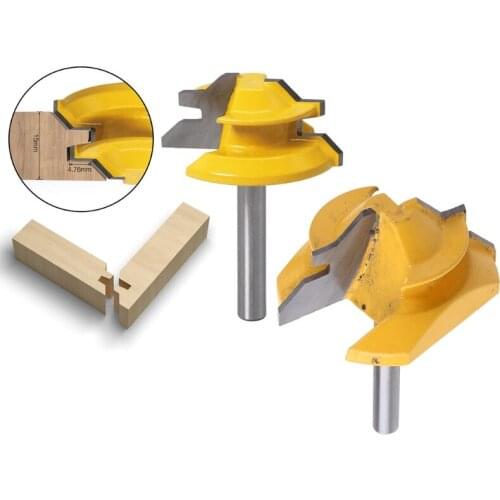 203F 45 Degree Miter Lock Tenon Milling Woodworking Router Bit 6mm Shank Drilling Cutter Tool