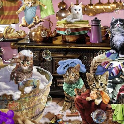 5D DIY Full Round/Square Diamond Painting Cute Cat 3D Embroidery Cross Stitch Rhinestone Mosaic Home Decor Gift Y1289