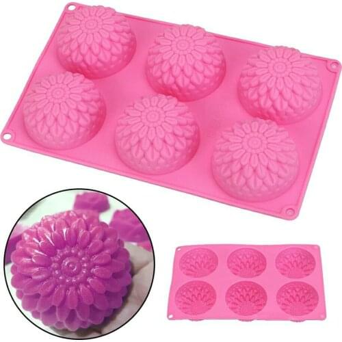 6 Cavity Flower Shaped Silicone DIY Handmade Soap Candle Cake Mold Supplies