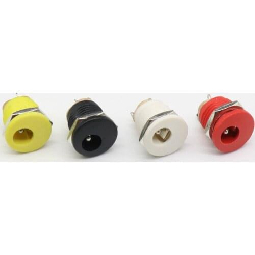 8pcs Red Yellow Black White DC Jack socket 5.5*2.1mm DC power jack DC power outlet dc socket panel
