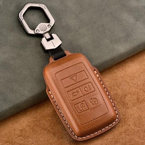 Genuine Leather For Land Rover Range Rover Sport Evoque Velar Discovery 5 Remote car key case cover keyfob smart shell