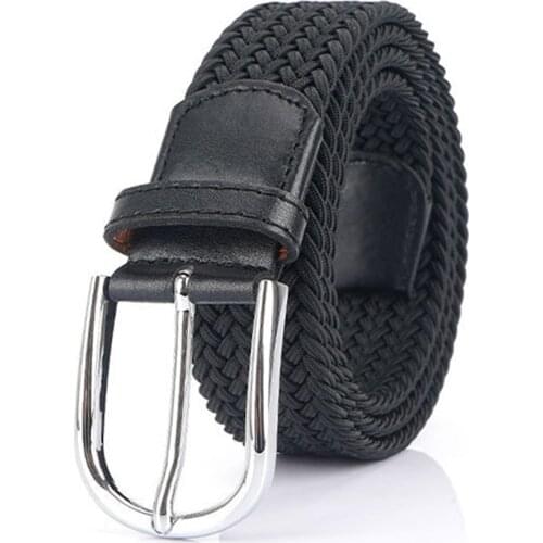 CUKUP New Arrival Quality Nylon Elastic Youth Trouser Belt Jeans Accessories Men Sliver Pin Buckles Alloy Metal Male CBCK209