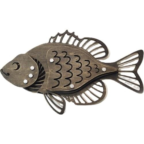 Wooden fish crafts ornaments creative three-dimensional structure home decoration fish sea bream pendant