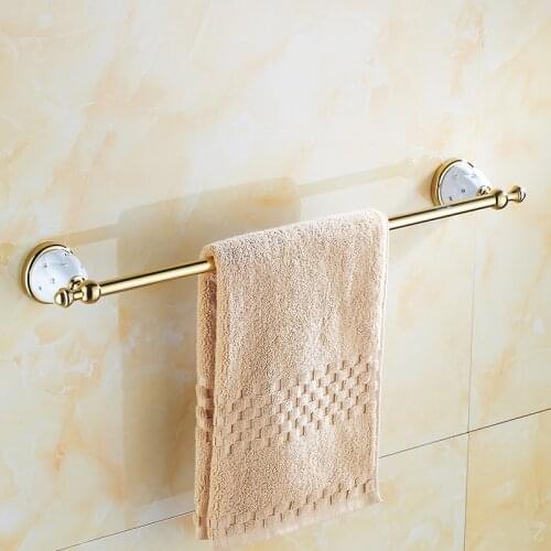 Towel Bars Gold Silver Double Towel Bar Towel Holder Solid Brass Made Wall Mounted Bath Products Bathroom Accessories