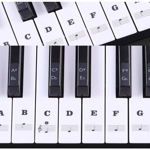 Piano Sticker Transparent Piano Keyboard Sticker 37/49/54 Key Electronic Keyboard 88 Key Piano Stave Note Sticker for White Keys